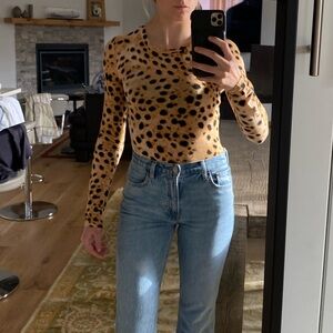 Wilfred Free Leopard Print Long Sleeve Bodysuit